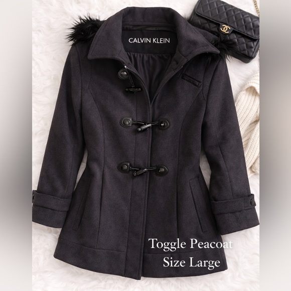 Calvin Klein Jackets & Blazers - Calvin Klein Women's Dark Gray Pea Coat - Classic Minimalist Essential